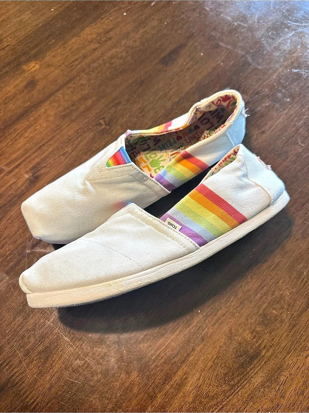 TOMS Pride Rainbow Love Unity Alpargata Slip On Shoes Size 9 - Picture 2 of 11